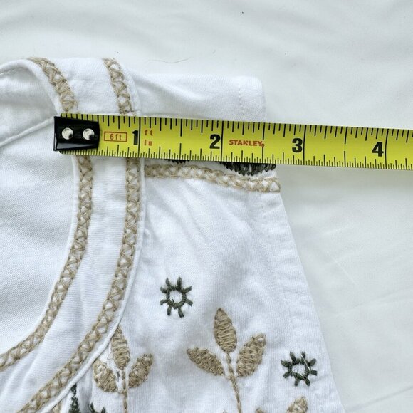 banana republic sleeveless top XXS Embroidered Design White Green And Beige - Picture 9 of 12